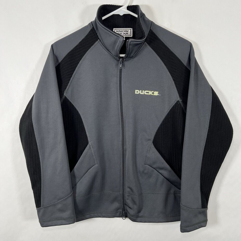 Oregon Ducks Know Wear Full Zip Athletic Jacket Womens Size Small Gray
